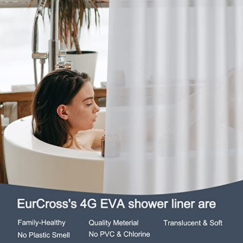 EurCross Frosted PEVA Plastic Shower Curtain Liner 74 inch Long Length,Waterproof Opaque Shower Liner with 5 Bottom Magnets No Smells with Rustproof Grommets