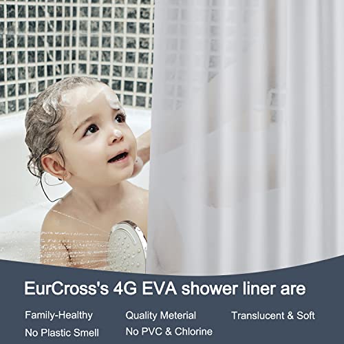 EurCross Frosted PEVA Plastic Shower Curtain Liner 74 inch Long Length,Waterproof Opaque Shower Liner with 5 Bottom Magnets No Smells with Rustproof Grommets