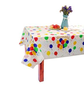 grandipity new happy birthday 6 pack premium disposable plastic picnic tablecloth 54 inch. x 108 inch. decorative rectangle table cover