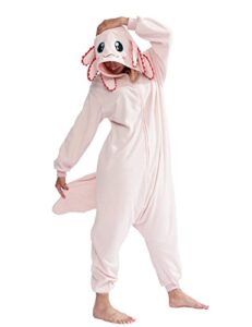 xiguaguo adult onesie axolotl cosplay costume animal plush homewear sleepwear jumpsuit for men women girls boys teens