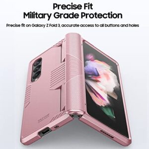 Cenmaso Armor Case Designed for Samsung Galaxy Z Fold 3 Case, Z Fold 3 Case with Hinge Protection,Heavy-Duty Anti-Fall Protective Case for Galaxy Z Fold 3- Rose Gold