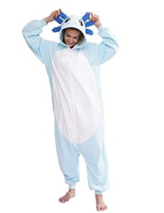 xiguaguo adult onesie axolotl cosplay costume animal plush homewear sleepwear jumpsuit for men women girls boys teens
