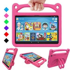 fire hd 8 tablet case,fire hd 8 case for kids- lightweight shockproof kid-proof cover with stand for all-new amazon kindle fire hd 8 kids tablet & kids pro tablet,rose