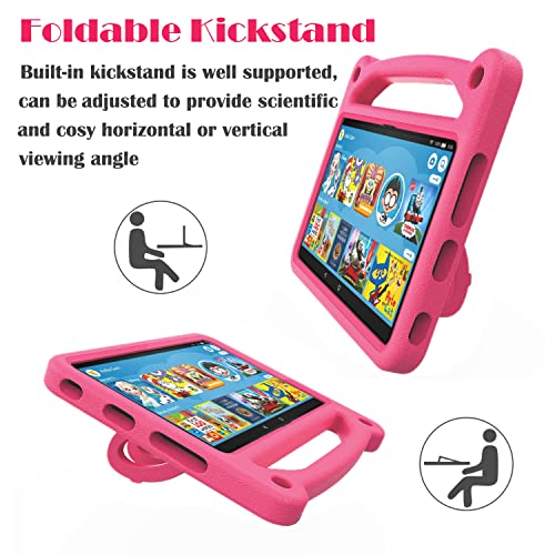 Fire HD 8 Tablet case,Fire HD 8 Case for Kids- Lightweight Shockproof Kid-Proof Cover with Stand for All-New Amazon Kindle Fire HD 8 Kids Tablet & Kids Pro Tablet,Rose