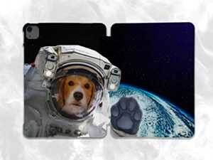cute dog austronaut animal art case compatible with ipad mini air pro 7.9 8.3 9.7 10.2 10.9 11 12.9 inch pattern cover new 2022 2021 trifold stand 3 4 5 6 7 8 9 generation 217 (10.2" ipad 7/8/9 gen)