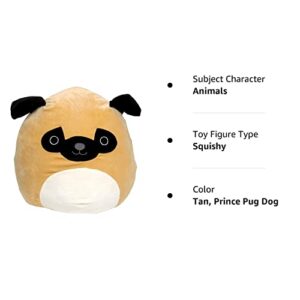 Squishmallows Official Kellytoy Plush 8 Inch Squishy Soft Plush Toy Animals (Prince Pug Dog)