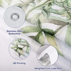 Sage Green Plant Shower Curtain for Bathroom Botanical Eucalyptus Tropical Green Leaf Greenery Leaves Watercolor Jungle Floral Fabric Bathroom Shower Curtain Sets 72×72 Inches with Hooks