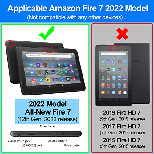 All-New Fire 7 Tablet Case, 7” 12th Generation (2022 Release),Fire 7 Tablet Case for Kids,ANTIKE Light Weight Anti-Slip Shock-Absorption Tablets Cover for Amazon Kindle fire 7 Tablet,Blue