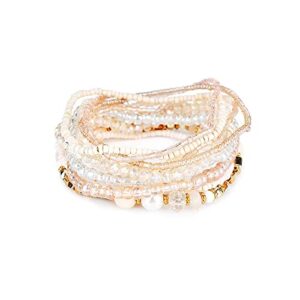 fuqimanman2020 bohemian crystal beaded stackable bracelets handmade colorful crystal pearl seed beads bracelets for women girls jewelry (e)