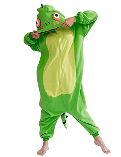 ofodoing Adult Lizard Onesie Animal One-piece Pajamas Cosplay Homewear Sleepwear Jumpsuit Costume for Women Men