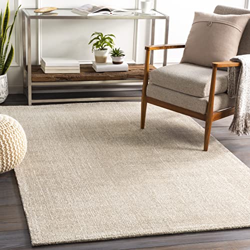 Mark&Day Area Rugs, 8x10 Giles Solid and Border Ivory Area Rug Beige Cream Carpet for Living Room, Bedroom or Kitchen (8' x 10')