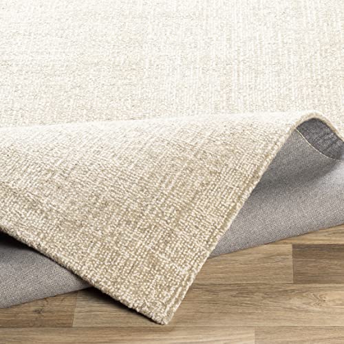 Mark&Day Area Rugs, 8x10 Giles Solid and Border Ivory Area Rug Beige Cream Carpet for Living Room, Bedroom or Kitchen (8' x 10')