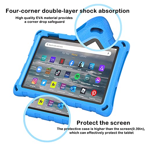 Fire 7 Tablet Case for Kids (only Compatible 12th Gen, 2022 Release), OQDDQO 2022 New Kindle Fire 7 Case, Extra Thick Protective Layer Double-Layer Shockproof in Four Corners (Blue)