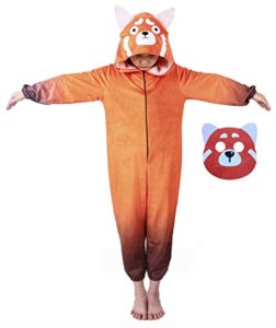 cosroyce halloween red panda costume kid's raccoon costumes jumpsuit onesie outfit mei cosplay for girls, kids-s(height:41inch-45inch) (cr-rp01)