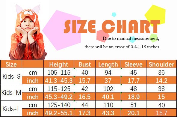 Cosroyce Halloween Red Panda Costume Kid's Raccoon Costumes Jumpsuit Onesie Outfit Mei Cosplay for Girls, Kids-S(Height:41inch-45inch) (CR-RP01)