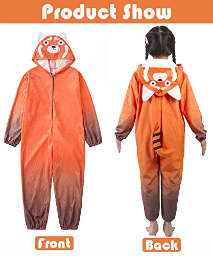 Cosroyce Halloween Red Panda Costume Kid's Raccoon Costumes Jumpsuit Onesie Outfit Mei Cosplay for Girls, Kids-S(Height:41inch-45inch) (CR-RP01)