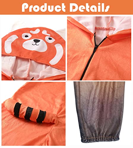 Cosroyce Halloween Red Panda Costume Kid's Raccoon Costumes Jumpsuit Onesie Outfit Mei Cosplay for Girls, Kids-S(Height:41inch-45inch) (CR-RP01)