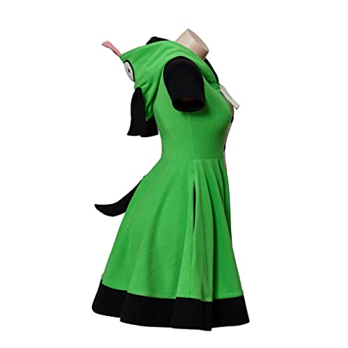 Gir Cosplay Anime Hoodie Kigurumi Dress Costume with Ears for Women Adult (XXL, Green)