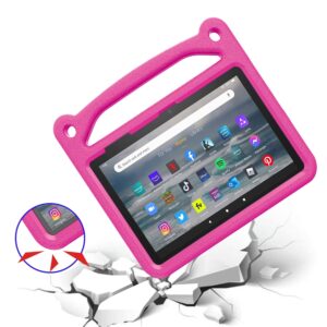 Fire 7 Tablet Case for Kids (Only Compatible 12th Generation , 2022 Release)-SHREBORN Lightweight Shockproof [Handle-Friendly] Case with Stand for All-New Amazon Kindle Fire 7 Kids Tablet 2022-Pink