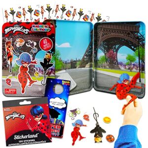 zagtoon miraculous ladybug magnetic creations toy - bundle with 40 play pieces plus stickers and more for kids (miraculous toys)