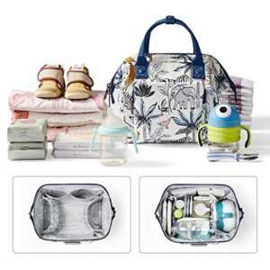 bc babycare Diaper Bag Backpack, Mini Lightweight Baby Diaper Bag Tote, Multi-compartment Waterproof Fashion Baby Girl Boy Diaper Bag, Blue Forest