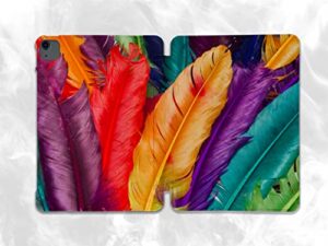 cute rainbow feather art case compatible with ipad mini air pro 7.9 8.3 9.7 10.2 10.9 11 12.9 inch pattern cover new 2022 2021 trifold stand 3 4 5 6 7 8 9 generation 268 (11" ipad pro 1/2/3 gen)