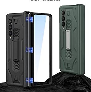 CeeEee Samsung Galaxy Z Fold 3 5g Case Screen Protector 360 Degree Full Body Protection Cover Built-in with 9H Tempered Glass and Kickstand with Hinge Protection, Black