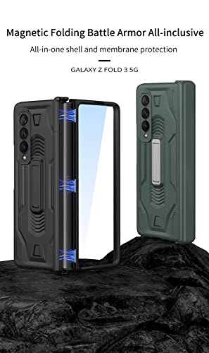CeeEee Samsung Galaxy Z Fold 3 5g Case Screen Protector 360 Degree Full Body Protection Cover Built-in with 9H Tempered Glass and Kickstand with Hinge Protection, Black