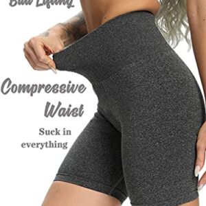 OQQ Women's 3 Piece High Waist Workout Butt Lifting Tummy Control Ruched Booty Smile Yoga Short Pants Shorts, Black Grey Avocadogreen, Medium