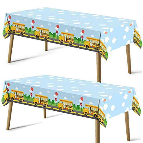 BignzwUra 2Pcs Welcome Back to School Party Decorations Table Covers - First Day of School Party Decor Supplies Favors Plastic Table Runner Tablecloth(86.6''x52'')