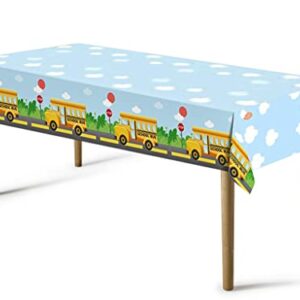 BignzwUra 2Pcs Welcome Back to School Party Decorations Table Covers - First Day of School Party Decor Supplies Favors Plastic Table Runner Tablecloth(86.6''x52'')