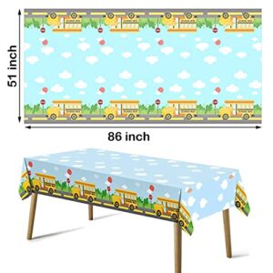 BignzwUra 2Pcs Welcome Back to School Party Decorations Table Covers - First Day of School Party Decor Supplies Favors Plastic Table Runner Tablecloth(86.6''x52'')