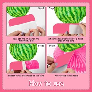 10 Pcs Watermelon Party Supplies One in a Melon Honeycomb Centerpieces for Summer Fruit Party Decorations Pink Watermelon Table Honeycomb for Birthday Wedding Party Baby Shower Supplies Favors