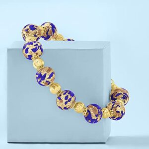 Ross-Simons Italian Blue Murano Glass Bead Bracelet in 18kt Gold Over Sterling. 7 inches