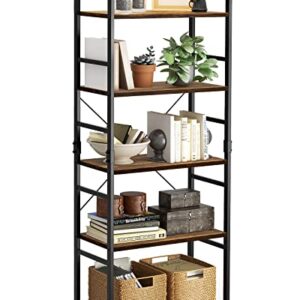 Pipishell Bookshelf, 5-Tier Bookcase, Storage Bookshelves, Tall Ladder Shelf Organizer, Display Shelf with Steel Frame, Vintage Standing Shelf for Home Office, Living Room, Bedroom, Kitchen, PISS02