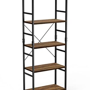 Pipishell Bookshelf, 5-Tier Bookcase, Storage Bookshelves, Tall Ladder Shelf Organizer, Display Shelf with Steel Frame, Vintage Standing Shelf for Home Office, Living Room, Bedroom, Kitchen, PISS02