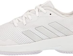 adidas Women's CourtJam Control Sneaker, White/Silver Metallic/White, 8.5
