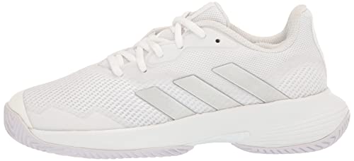 adidas Women's CourtJam Control Sneaker, White/Silver Metallic/White, 8.5