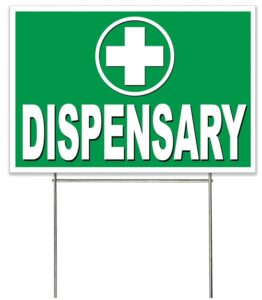 4 less co 18x12 inch dispensary yard sign with stake gb1s