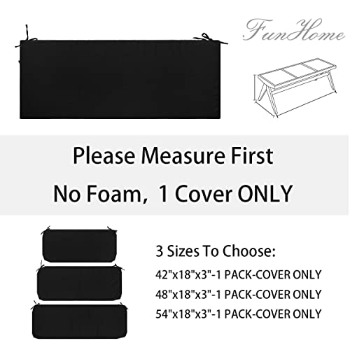 Water-Resistant Outdoor Bench/Settee Cushion Slip Cover,Patio Furniture Cushion Covers,Garden Long Chair Cover ONLY-48x18x3 INCH (Black)