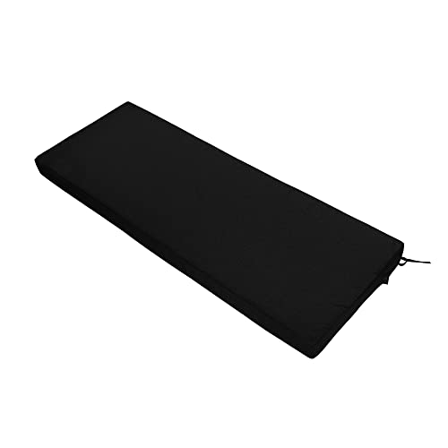 Water-Resistant Outdoor Bench/Settee Cushion Slip Cover,Patio Furniture Cushion Covers,Garden Long Chair Cover ONLY-48x18x3 INCH (Black)