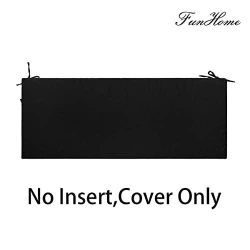 Water-Resistant Outdoor Bench/Settee Cushion Slip Cover,Patio Furniture Cushion Covers,Garden Long Chair Cover ONLY-48x18x3 INCH (Black)