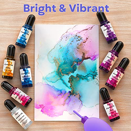 Alcohol Ink for Epoxy Resin - 24 Bottles Alcohol-Based Ink Set Vibrant Color High Concentrated Alcohol Paint Pigment Resin Ink for Resin Dye Crafts Tumblers Acrylic Fluid Art Painting, 10ml/0.35 fl oz