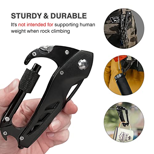 FUNBRO Multitool Carabiner with Pocket Knife, EDC Carabiners Keychain with Folding Knives, Bottle Opener, Window Breaker and Screwdriver for Men, Survival Gear for Outdoor Camping Hiking