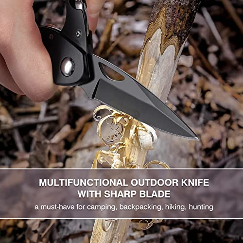 FUNBRO Multitool Carabiner with Pocket Knife, EDC Carabiners Keychain with Folding Knives, Bottle Opener, Window Breaker and Screwdriver for Men, Survival Gear for Outdoor Camping Hiking