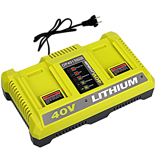 Hipoke OP401 40V Dual Battery Charger for Ryobi 40V Lithium-ion Battery OP4040 OP4026 OP4026A OP4050A OP40601 OP40602 OP4030 OP4015 OP40201, 40V Ryobi Charger Tool