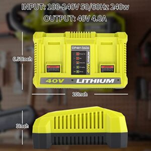 Hipoke OP401 40V Dual Battery Charger for Ryobi 40V Lithium-ion Battery OP4040 OP4026 OP4026A OP4050A OP40601 OP40602 OP4030 OP4015 OP40201, 40V Ryobi Charger Tool