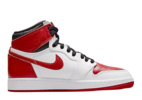 Jordan Boy's Air Jordan 1 Retro High OG (Big Kid) White/University Red/Black 6 Big Kid M