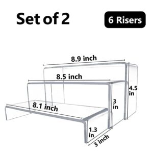 Acrylicum Acrylic Display Riser 6 units (8",8.5",9") 4mm Thickness, with wiping Cloth – Lightweight & Transparent in Different Sizes- Ideal for Trophies, Showpieces, Cupcake Holder & Candy Bar