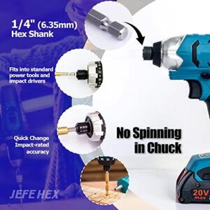 JEFE HEX 24 Pieces Hex Shank Drill Bit Set for Impact Driver, HSS Twist Titanium Drill Bits for Metal, Hex Drive Quick Change Drill Bits Set Ideal for Steel, Copper, Aluminum, Zinc Alloy, Wood and Plastics